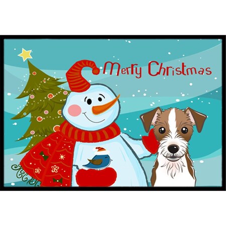 Carolines Treasures Snowman With Jack Russell Terrier Indoor and Outdoor Mat- 24 x 36 in. BB1822JMAT